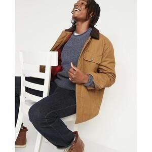 Old Navy Flannel Lined Canvas Chore Jacket, Size Large, Khaki